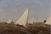 Thomas Eakins Sailboats Racing on the Delaware oil on canvas